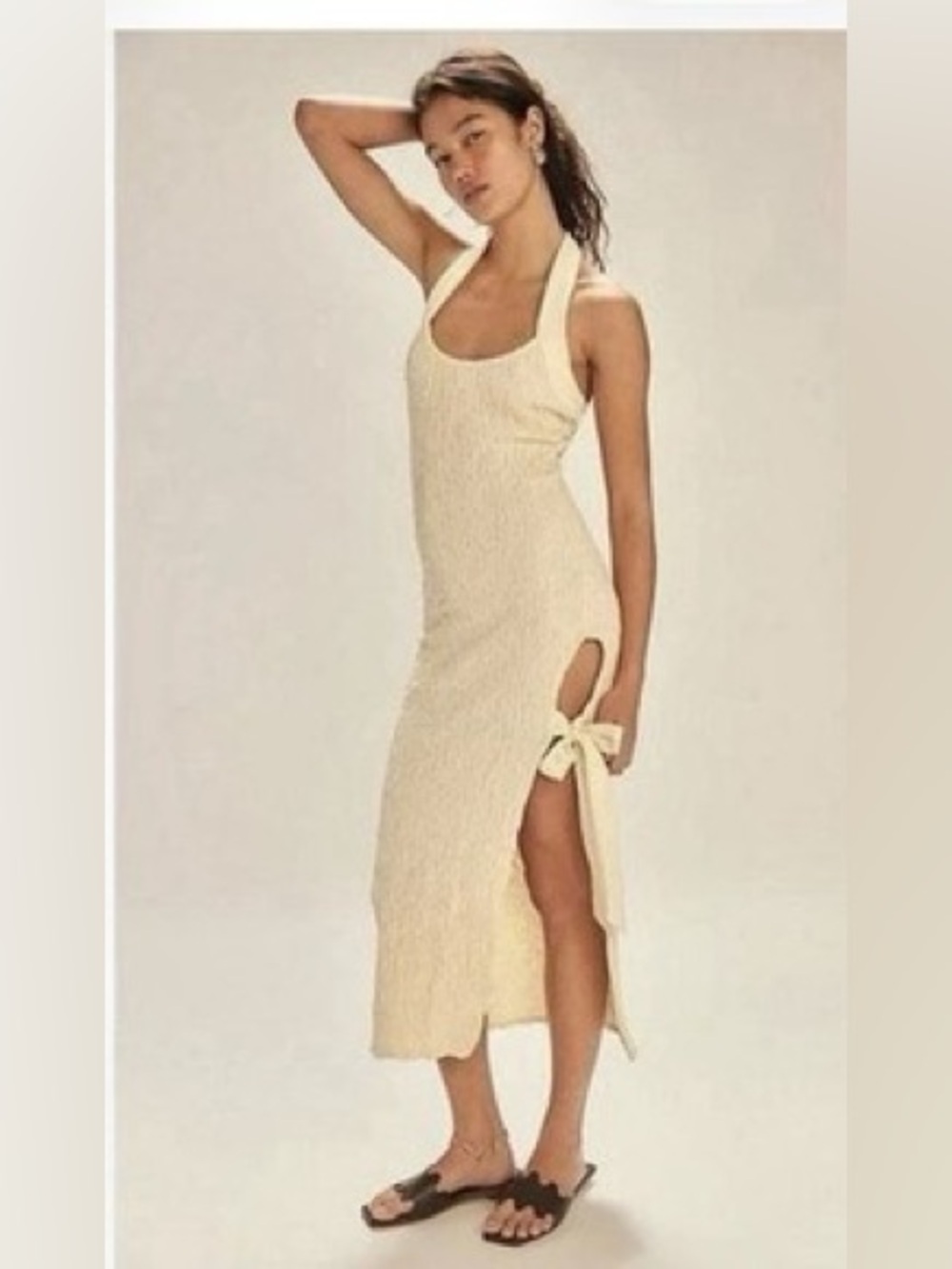 850. FREE PEOPLE Sea Foam Midi Dress in Natural NWOT - Picture 2 of 11
